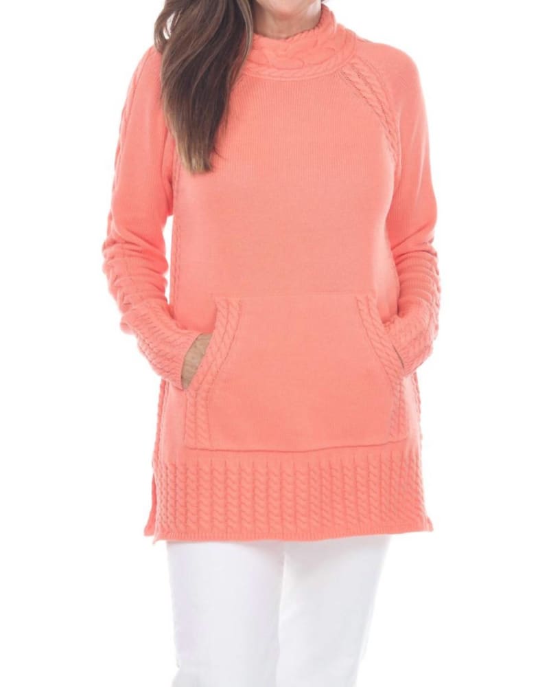 Front of a model wearing a size L Dream Bird Pullover in Blush in Blush by Pure Knits. | dia_product_style_image_id:334089